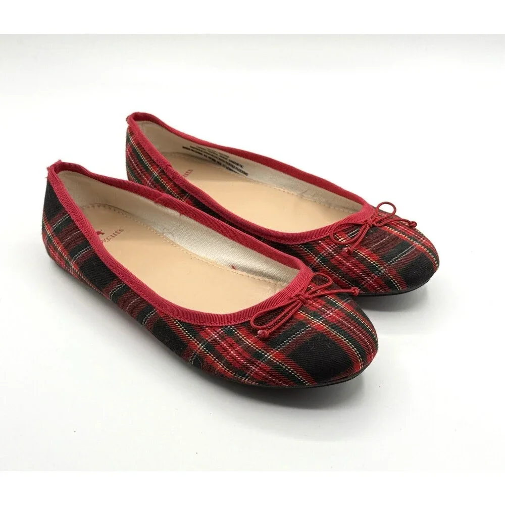 Crewcuts J. Crew kids tartan Holiday Plaid Flats Girls Sz 5 5Y Christmas